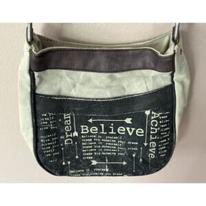 Mona B Purse “Believe” Tote Bag Up-Cycled Canvas Rustic Handbag